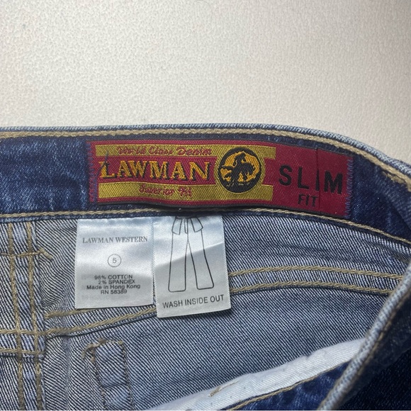 LAW MAN Women’s Blue Denim Jeans Flare Studded Waist Size 5 Stretch - Picture 3 of 13